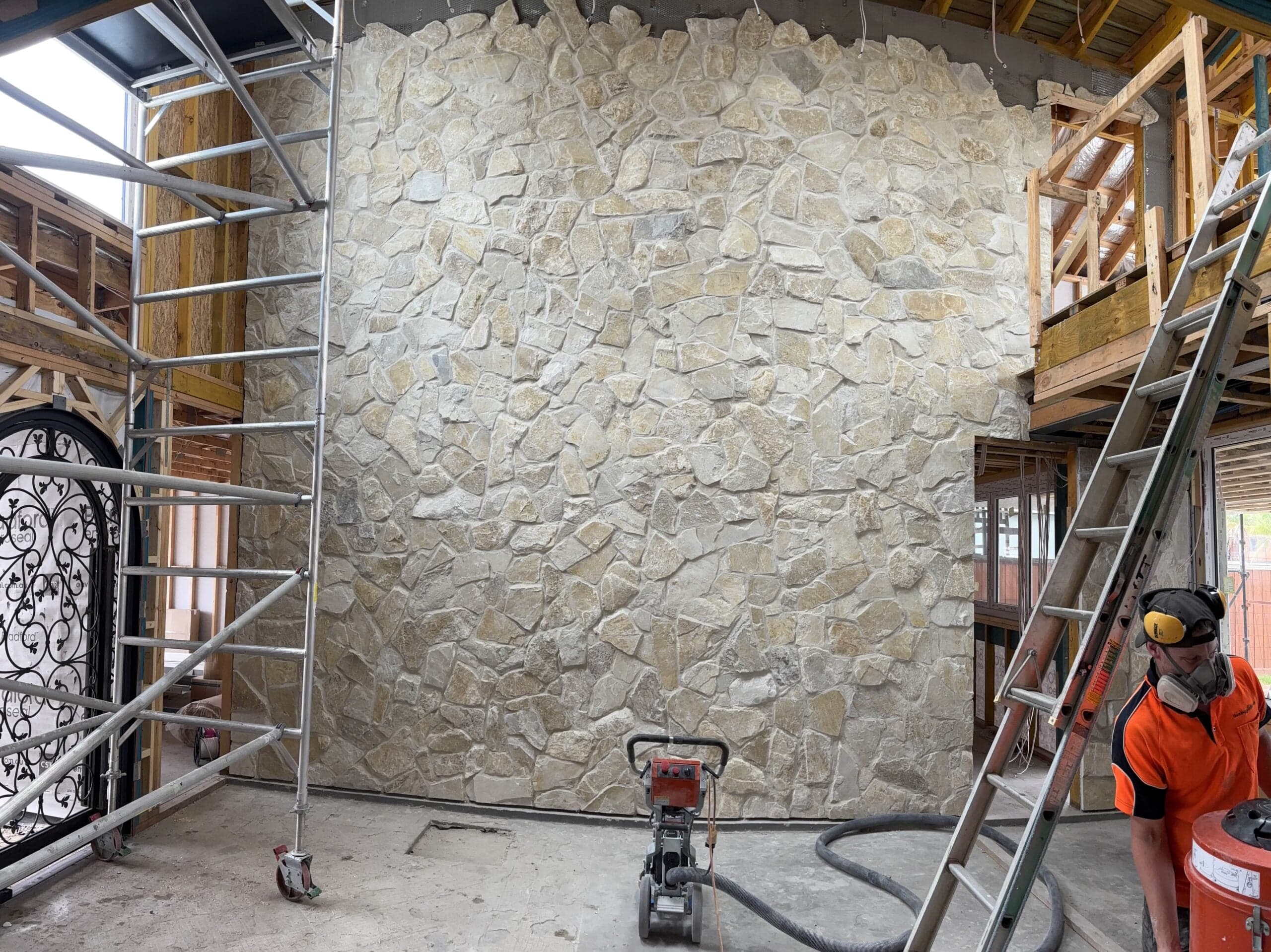 Feature stone brickwork on a residential build